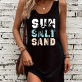 Women's Summer Sleeveless Tank Top Dress Sexy Women's summer loose sleeveless short mini dress with black print