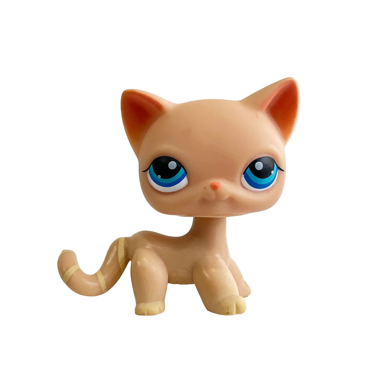 Rare pet Bobble head toy Stands Short Hair Kitten with Mouse and necklace Old Animal Collection toy lps