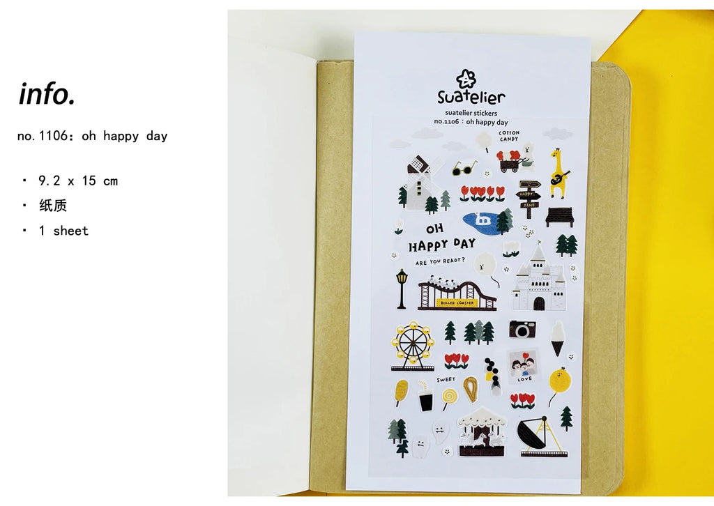 Korean Import Suatelier Travel Home Life Study Friend Stickers Scrapbooking Diy Journaling Diary Stationery Sticker School Gift