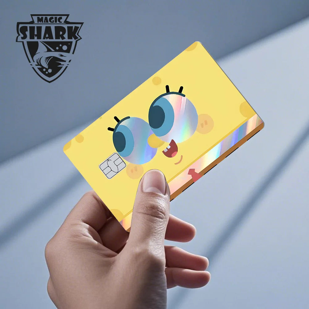 Magic Shark 2026 New Arrival Funny Cute Cartoon Holographic Sticker Laser Film Shinny Skin for Debit Credit Bank Card