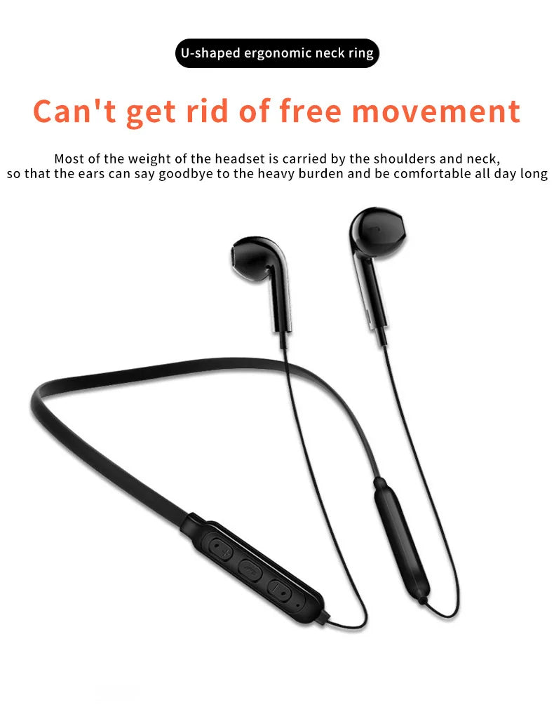Wireless 9D Bluetooth-compatible 5.2 Headset NeckHanging TWS Stereo Noise Reduction Universal 5.0 Sports Headset with Microphone