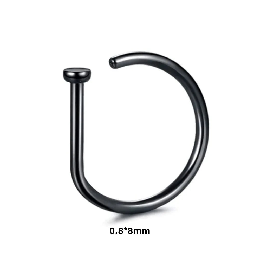 New Curved Barbells Fake Nose Piercing D Shaped Tragus Helix Stud Earring Hoop Septum Stainless Steel Ring Nostril Body Jewelry