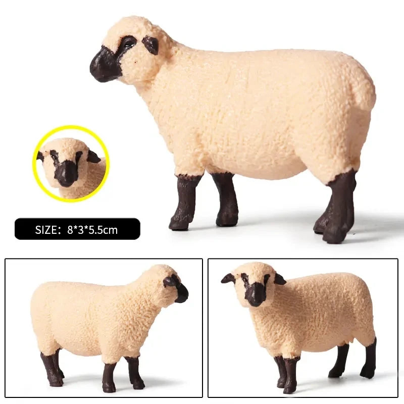 Oenux Classic Farm Animal Simulation Sheep Goat Argali Antelope Model Action Figure Poultry Figurines Cute Toy For Kid Gift