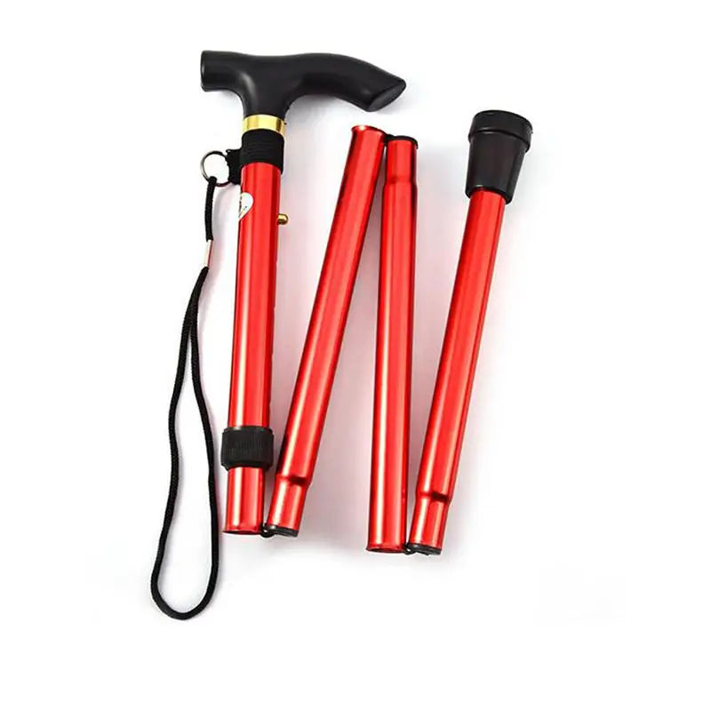 Telescopic Walking Stick Outdoor Hiking Trekking Poles Aluminum Alloy Metal Folding Cane Crutches Pole For Elderly People