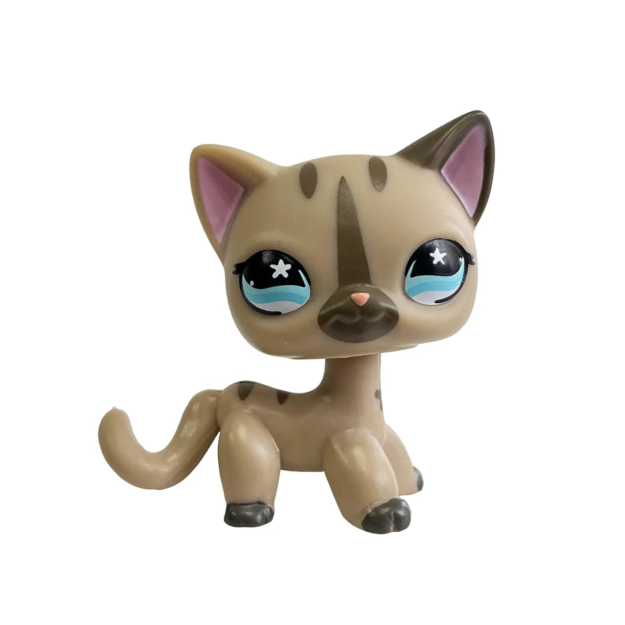 Rare pet Bobble head toy Stands Short Hair Kitten with Mouse and necklace Old Animal Collection toy lps