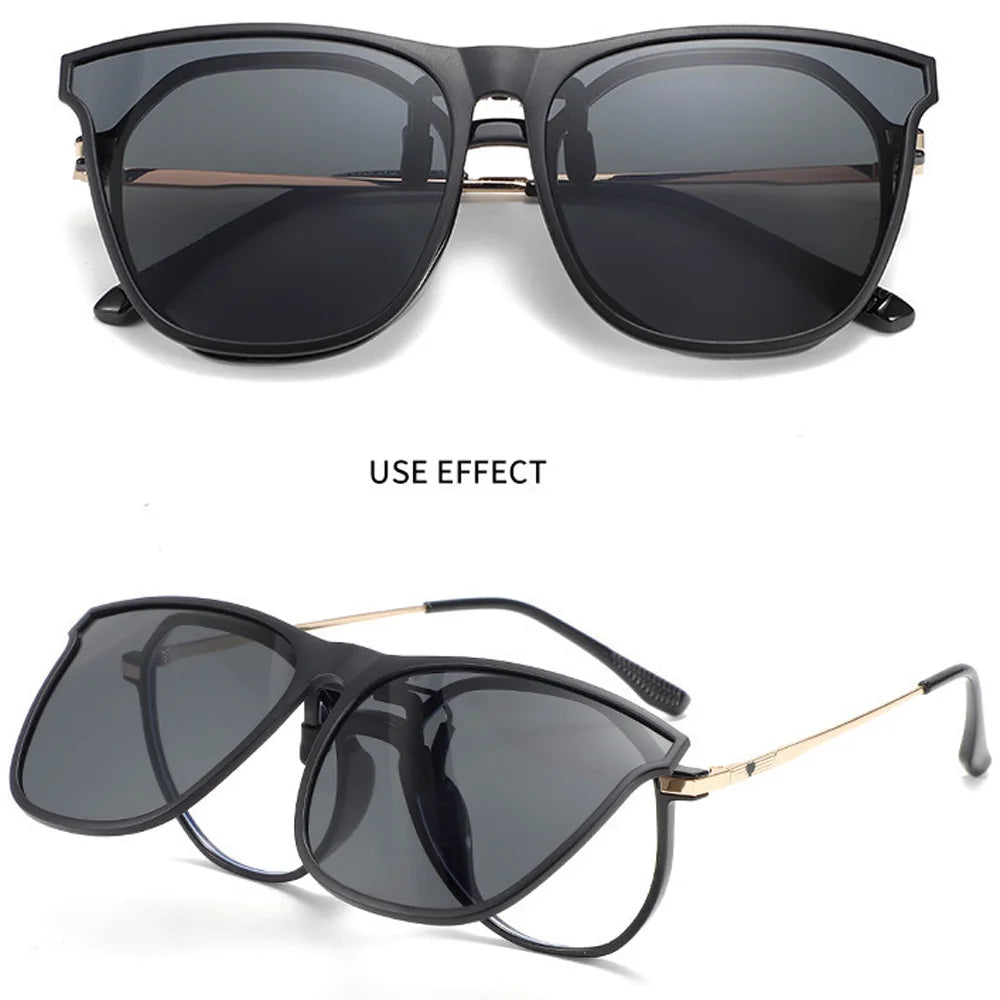 Polarized Clip On Sunglasses Men Women Car Driver Goggles Night Vision Eyewear Anti Glare Vintage Square Sun Glasses