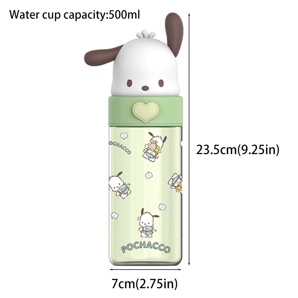 500ml Kawaii Sanrio Dolls Transparent Cup Cartoon Hello Kitty Kuromi Cinnamoroll Melody Plastic Water Bottle Gifts