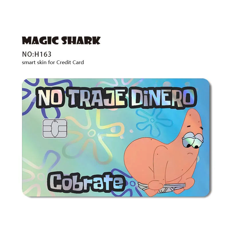 Magic Shark 2026 New Arrival Funny Cute Cartoon Holographic Sticker Laser Film Shinny Skin for Debit Credit Bank Card