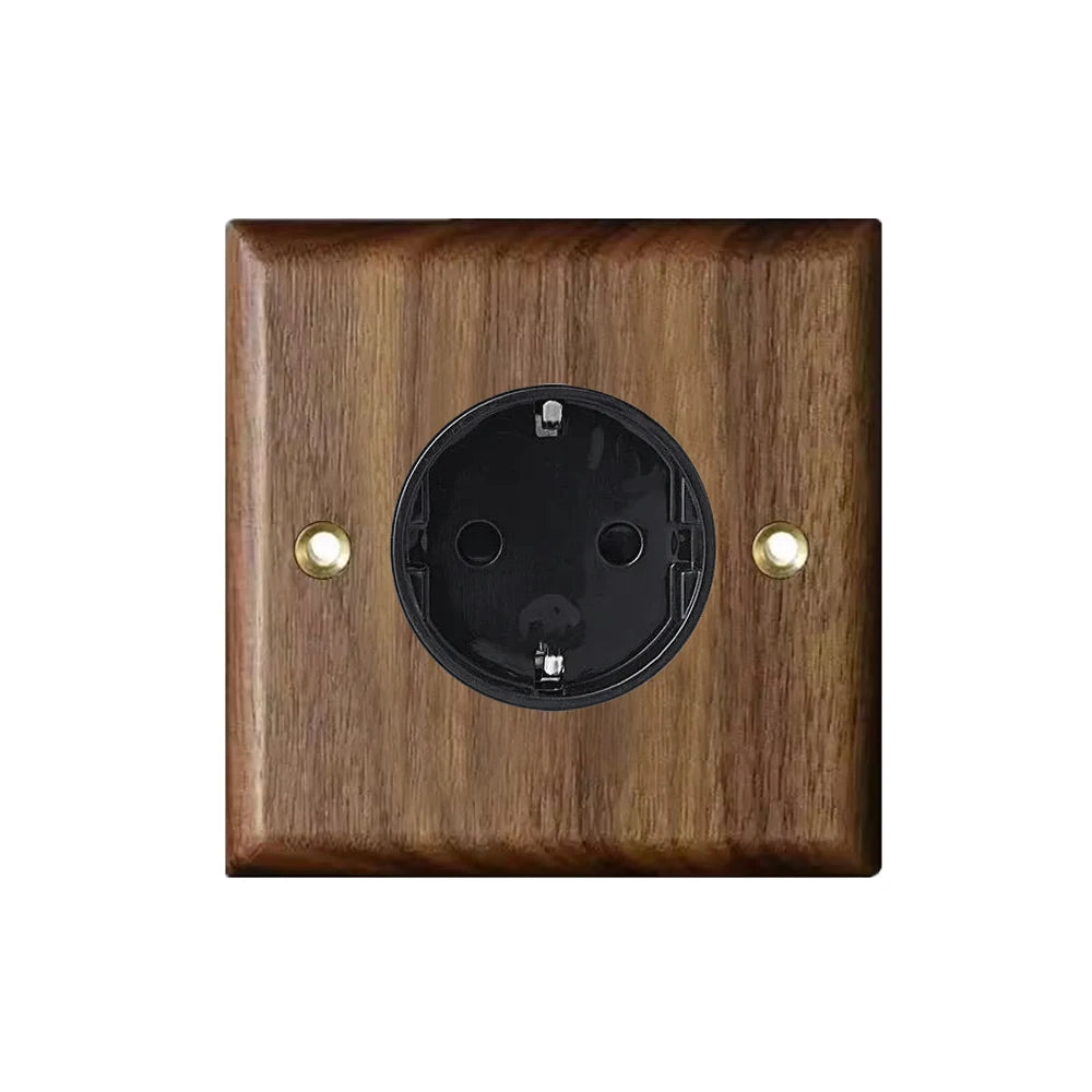High Quality Retro Europe Type Vintage Wall Light Switch Socket, Solid Wood Brass Toggle Switch Plate, Antique Home Stay Switch