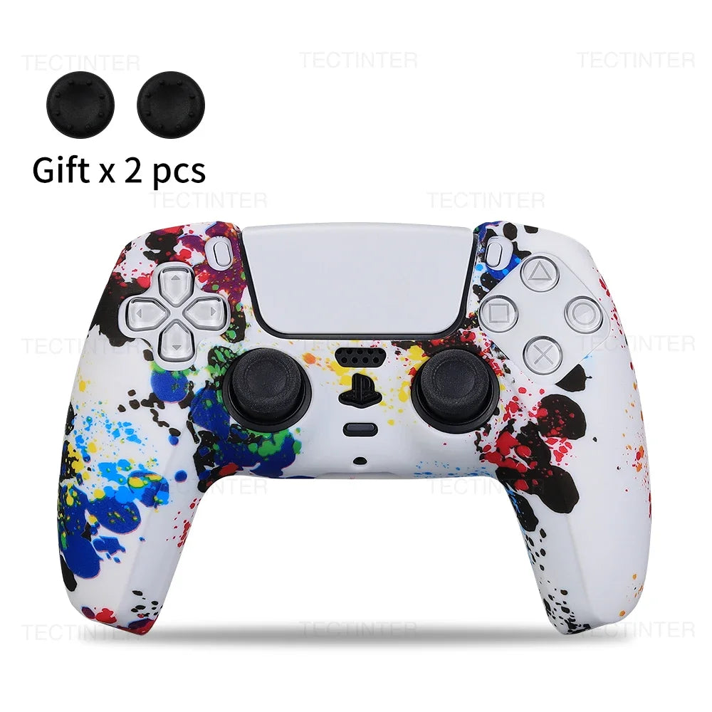 Silicone Protective Cover sleeve For PS5 Controller Accessories Rubber Case For PS5 Slim Gamepad Joysticks Thumb Grips Caps