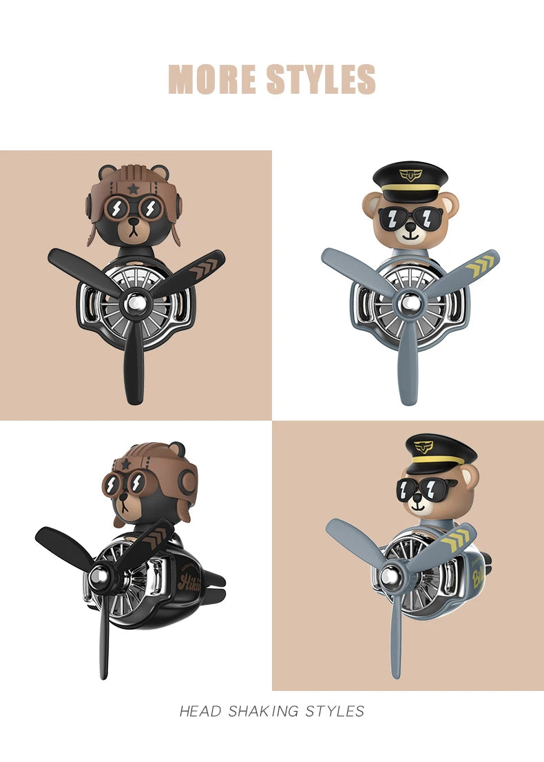 DIY aroma odorless car accessories interor decorations inside ornament plane pilot bear car air fresheners vent clip men cartoon