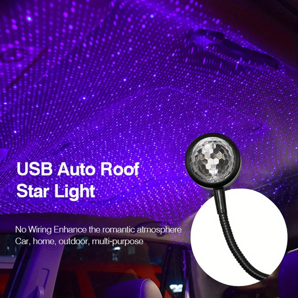 vehicle LED Starry Sky Night Light, USB Powered Galaxy Star Projector, Lamp for Car Roof, Room, Ceiling Decor, Plug and Play