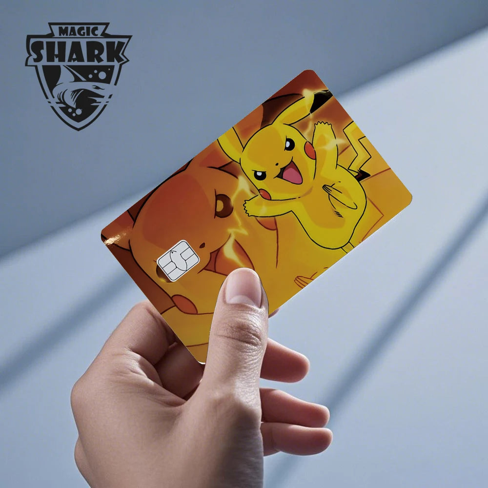 Maigc Shark Cute Pokemons Mewtwo Eevee Pikachu Gengar Sticker Film Cover for Debit Credit Card No Fade