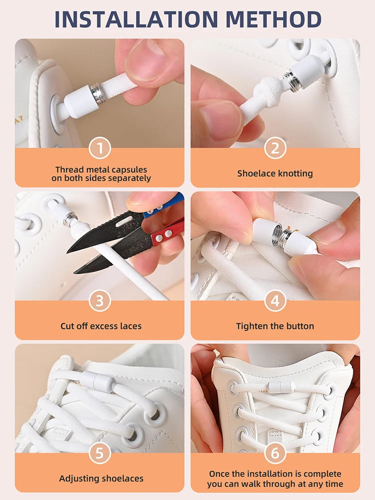Elastic No Tie Shoelaces Semicircle Shoe Laces for Kids and Adult Sneakers Lazy Shoelace Quick Put on And Take Off Shoe Strings