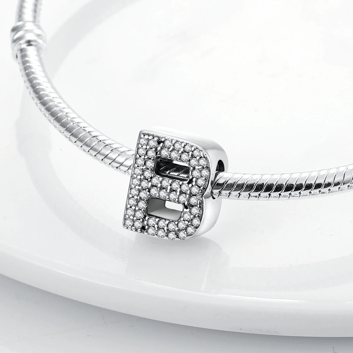 Original 925 Sterling Silver 26 Alphabet Letters Sparkling Zircon Charms Pendant Beads For Women Fine DIY Birthday Jewelry Gifts