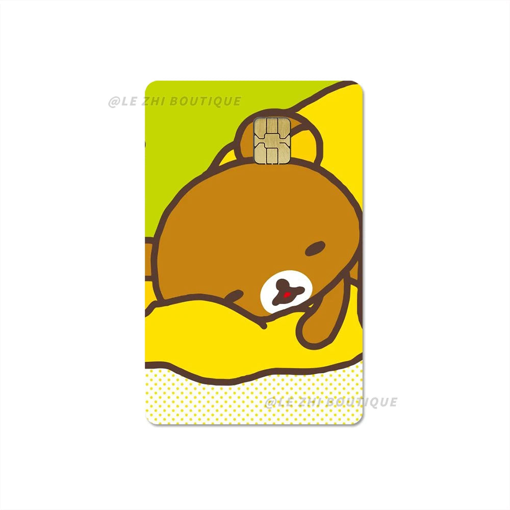 Japan Anime Cute Cartoon Bear Credit Debit Card Sticker Kawaii Bus Pass Diy Waterproof Small Chip Film Sticker Decoration