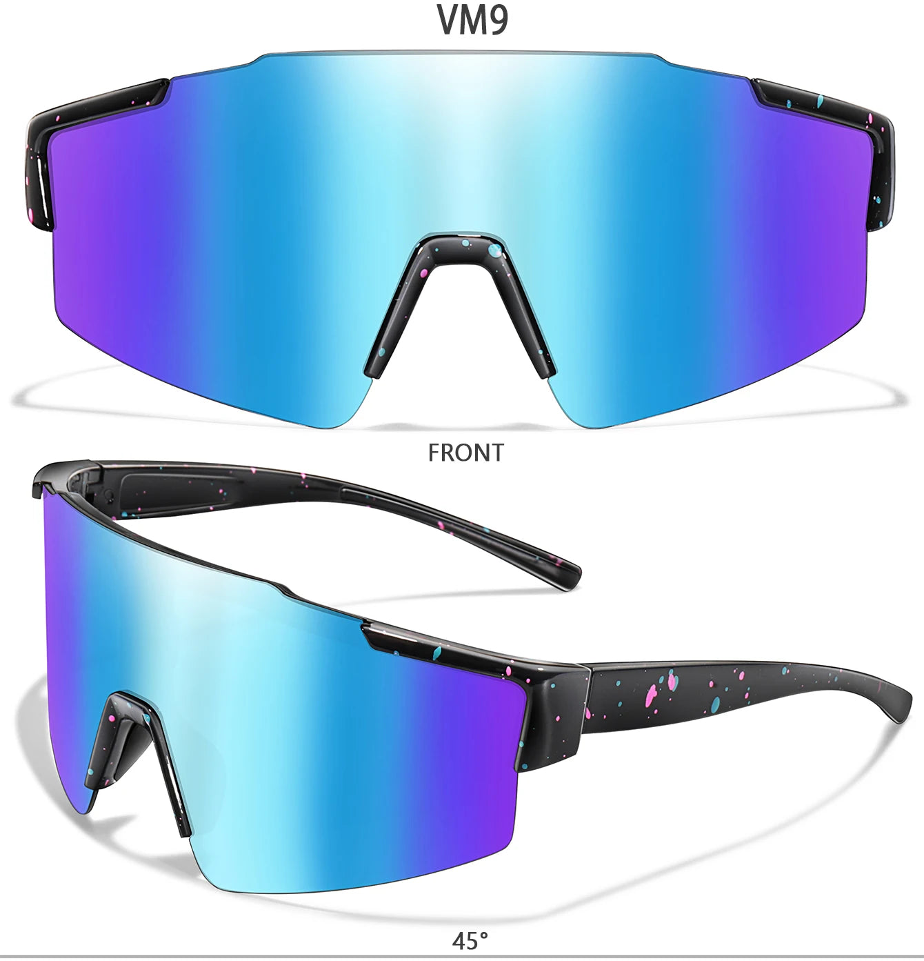 LOISRUBY Band New Style Cycling Sunglasses Sports Bike Glasses Men Women Mtb Bicycle Eyewear Large Windproof Eyewear UV400