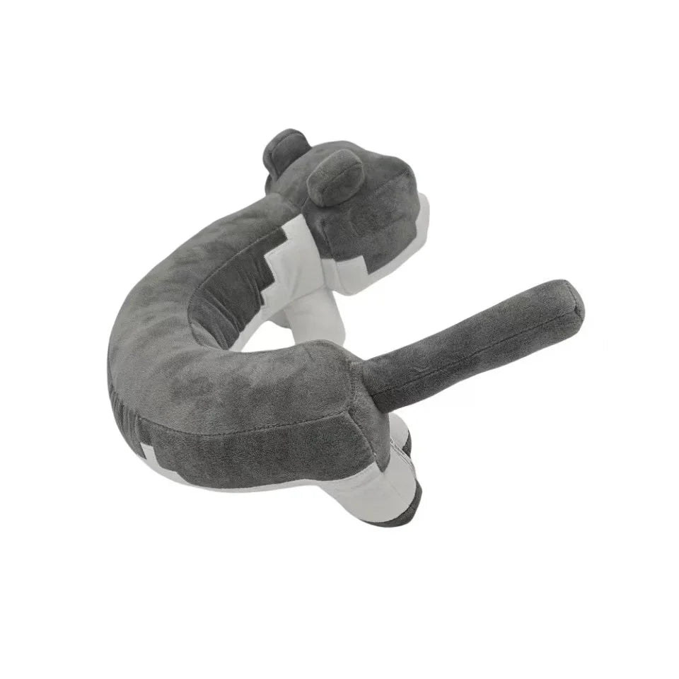 Gray U-shaped plush toy cat doll for children’s gift
