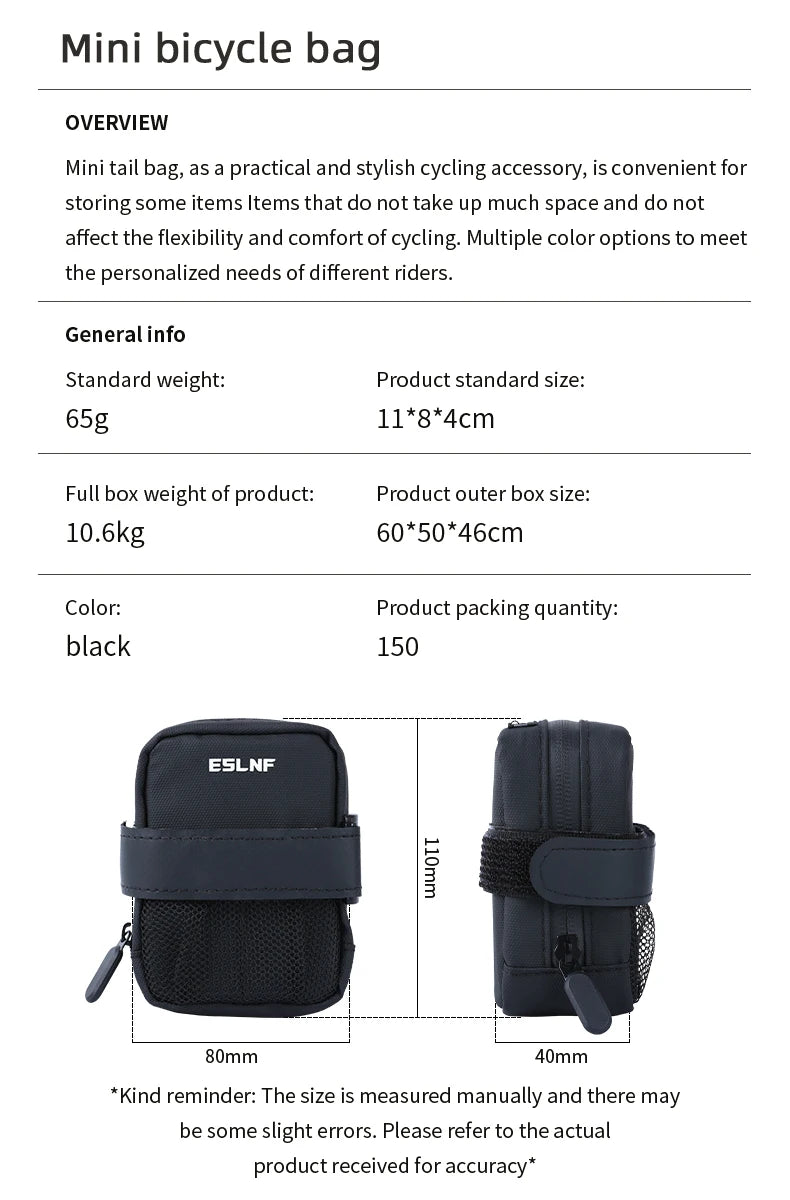 ESLNF Bike Saddle Bag Waterproof Mountain Road Bicycle Tail Bag Bike Under Seat Pack Cycling Tools Bag