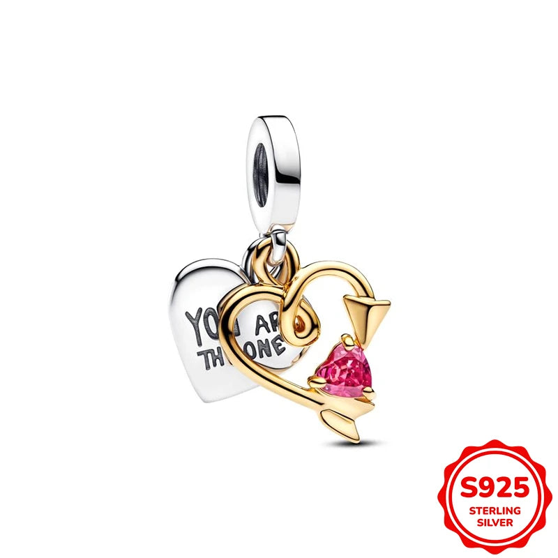 Charms plata de ley Disney Gold Plated Lily Flower Pendant Beads Fits 3mm Bracelets Necklace For Women Luxury DIY Fine Jewelry