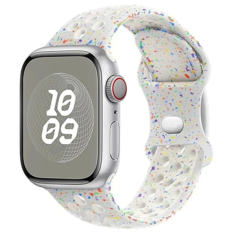 Original Sport Strap for Apple Watch Band 46mm 49mm 45mm 44mm 38 42mm Colored Particles Rubber Band IWatch Ultra 10 9 8 7 6 5 SE