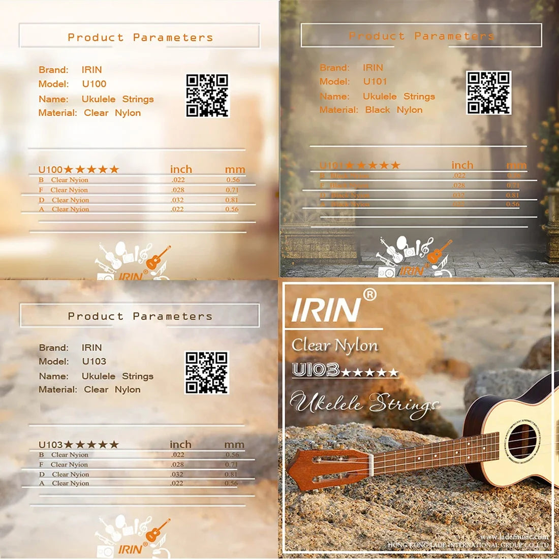 IRIN Professional Ukulele Strings Black Clear Nylon Strings Colorful Ukulele Strings Stringed Instrument Parts Accessories