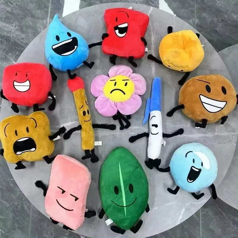 New Arrival BFDI Battle For Dream Island Plush Toy 70 Stuffed Doll Soft Animal X Number Blintz Block Marker Stapler French Fries
