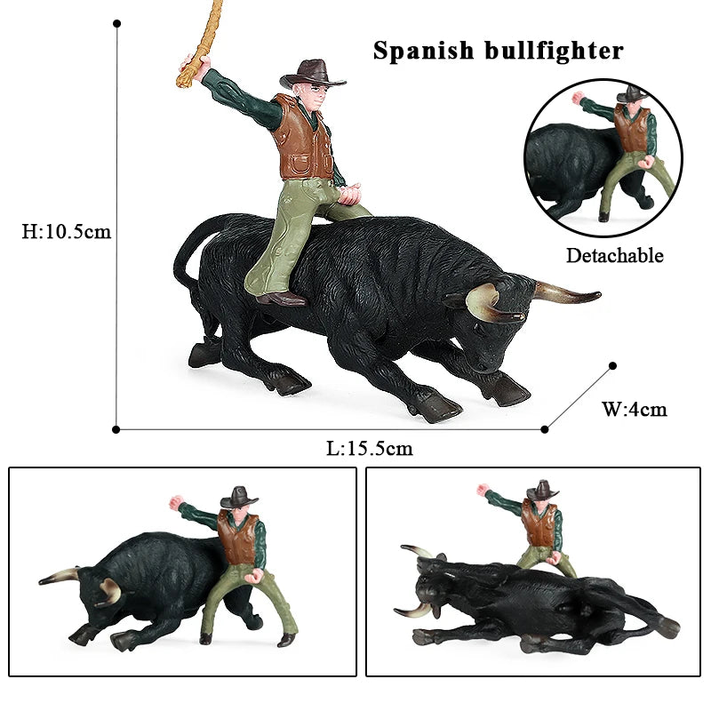 Oenux Home Decoration Equestrian Fencing Palm Trees Simulation Farm Cow Horse Animal Model Action Figures Miniature Cute Kid Toy