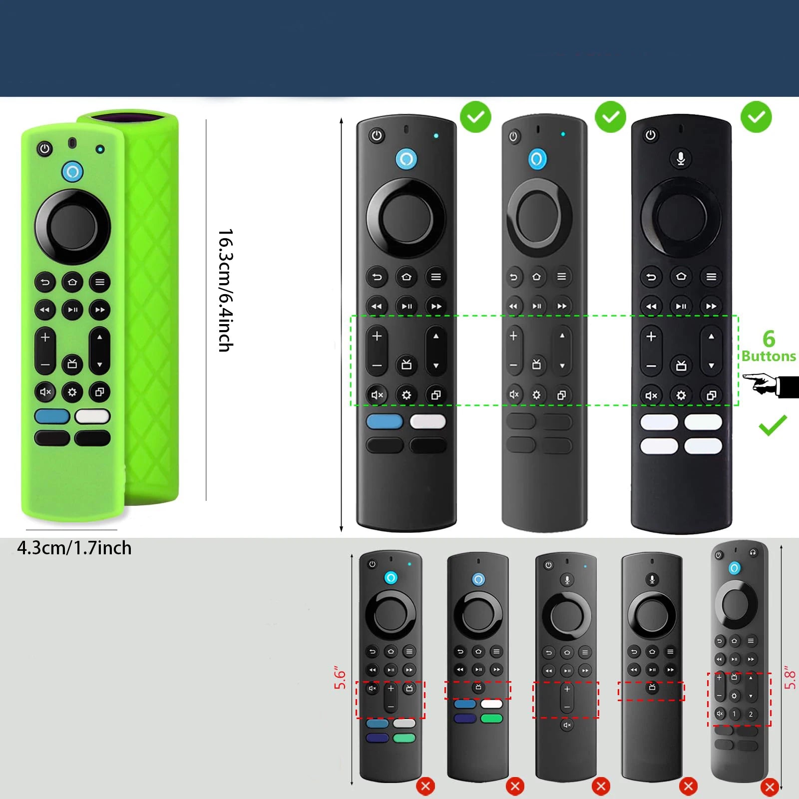 2Pcs Glow in The Dark Silicone Remote Case for Firestick 4K Max/Toshiba/Insignia/Pioneer/Omni (QLED) Series Alexa Voice Remote