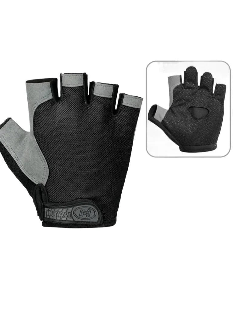 1Pair Gym Gloves Fingerless Gloves Anti-Slip Shock-Absorbing Gloves Sports Gloves for Training Lifting Weight Cycling
