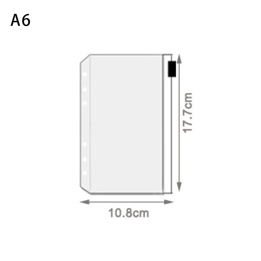 10Pcs  A5 A6 A7 Binder Pocket Binder Zipper Folders for 6 Ring Notebook Divider Page Waterproof PVC Leaf Document Filing Bag