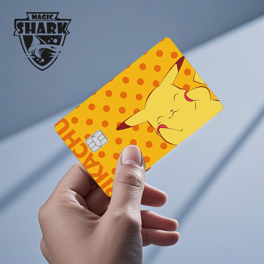 Maigc Shark Cute Pokemons Mewtwo Eevee Pikachu Gengar Sticker Film Cover for Debit Credit Card No Fade