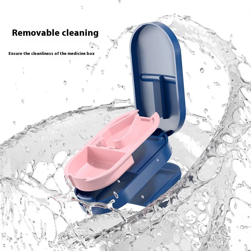 JUSTLANG Min Medicine Cutter Multi Function Drug Cutter Medicine Box Storage Waterproof Removable Cleaning Stainless Steel Blade