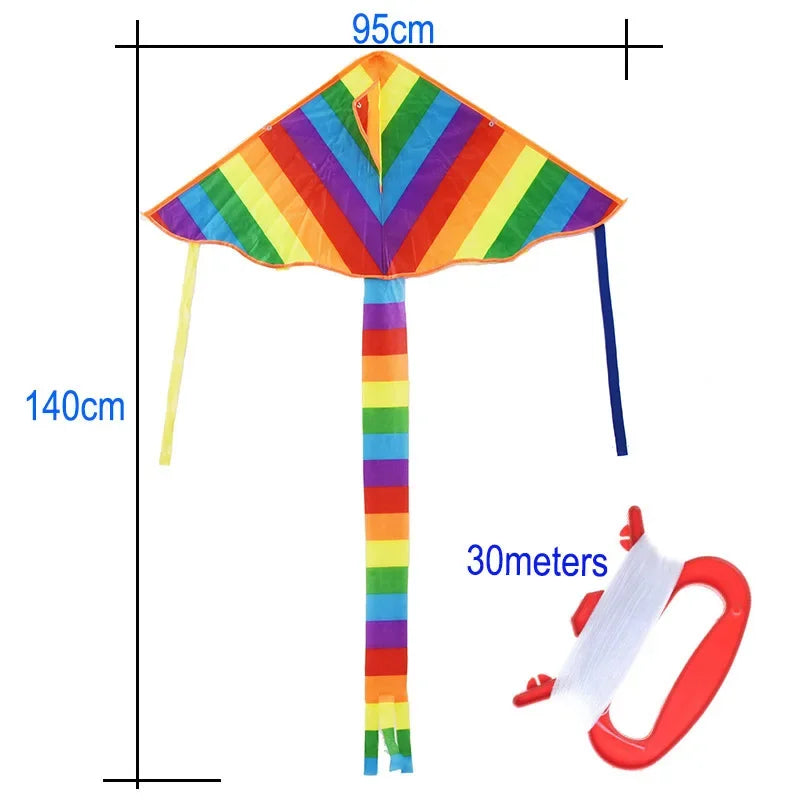 Rainbow Kite for Kids, Easy Fly Long Tail Kite with String, Outdoor Flying Toys for Children, Beach Park Sport Games