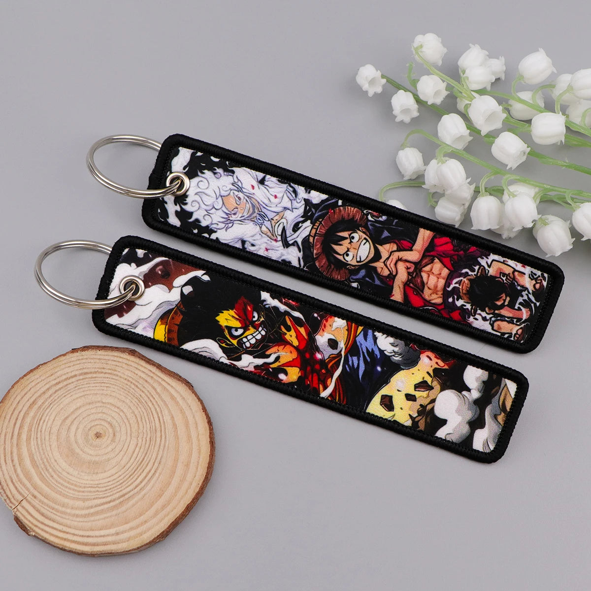 Anime Pirate Embroidery Key Fobs Manga Key Tags Cool Keychains for Women Men Car Keyrings Cosplay Accessories Friends Gift Toy