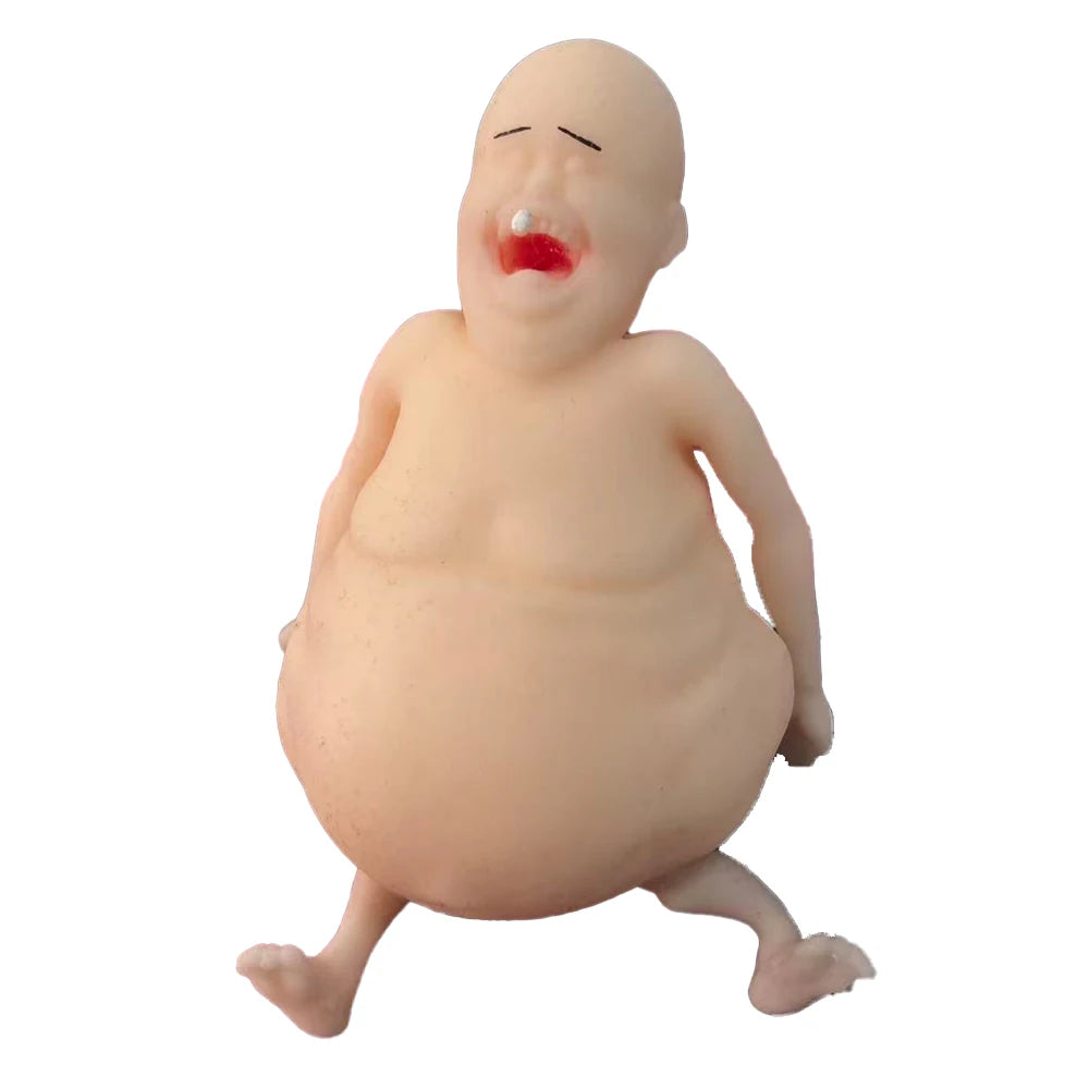 Rene Ren é is a Bald Pinched Funny Figurine Stress Relieving Toy Funny Doll with a sticky and Happy smile Ugly doll