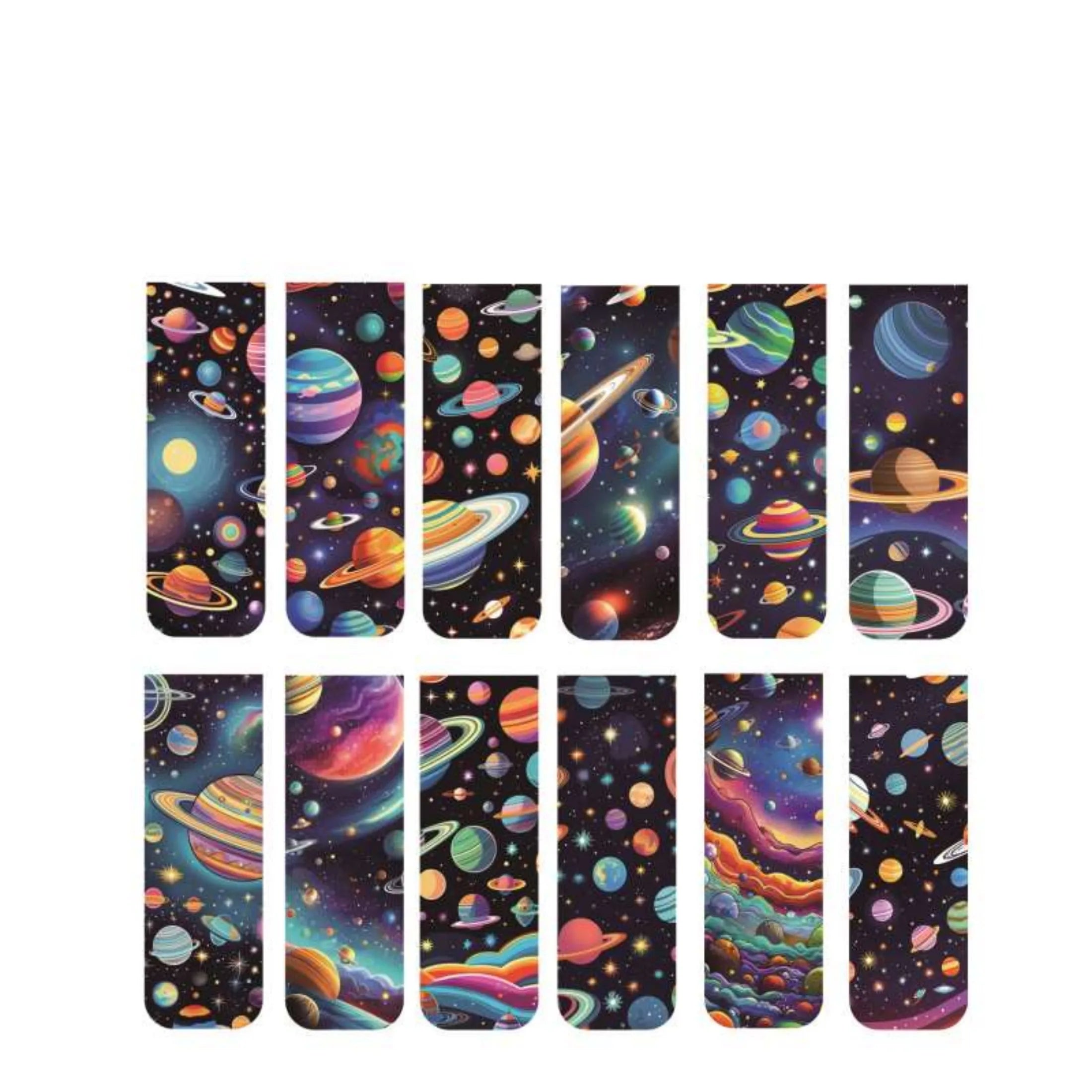 12pcs Space & Planet Themed Magnetic Bookmarks - Durable Paper Page Markers for Students, Teachers and Everyday Use