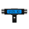 Portable 2 in 1 Car Digital LCD Clock Temperature Display Electronic Clock Thermometer Car Automotive Blue Backlight With Clip