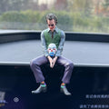 16cm Joker Heath Ledger Action Figure Sitting Green Suit Handheld Joker Mask Doll Desktop Decoration Model Toy Christmas Gift