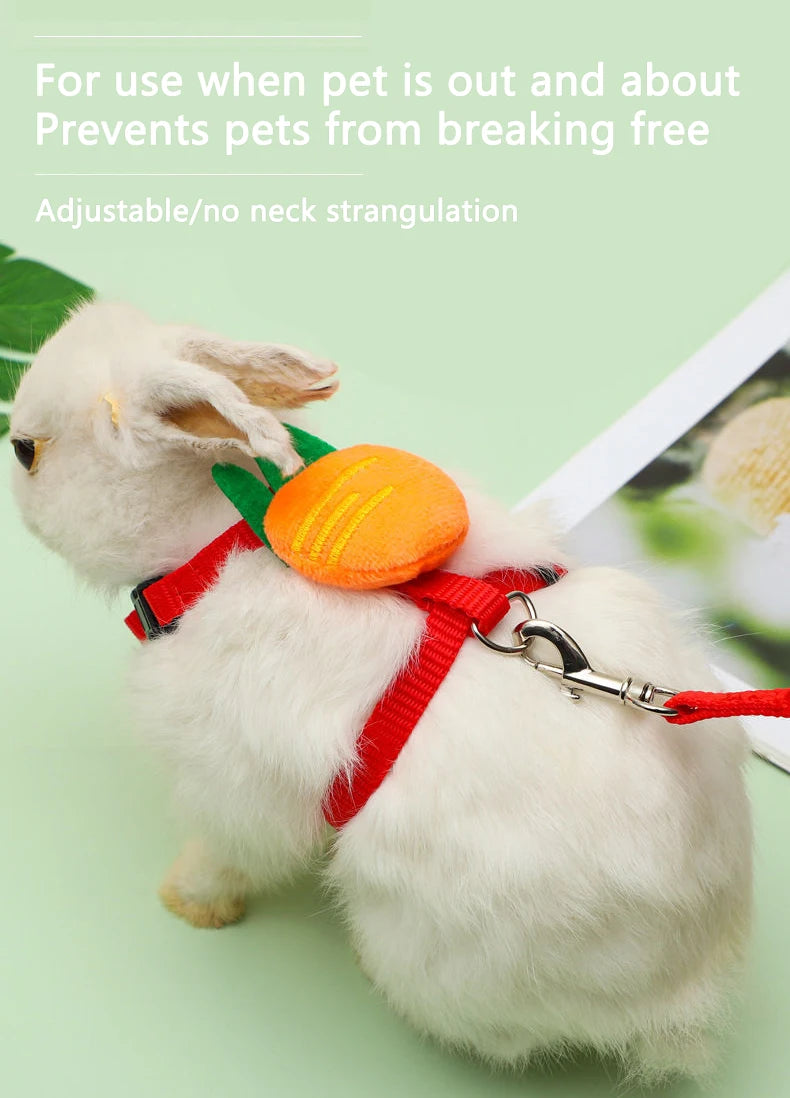 Rabbit Cat Harness and Leash Set Adjustable Pet Lead Leash for Small Animals Ferrets Piggies Hedgehogs Outdoor Walking