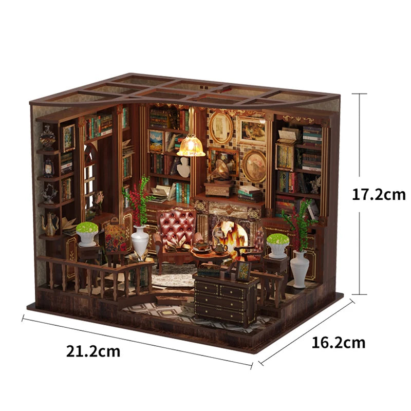 DIY Wooden Book Nook Insert Kit Doll Houses Building Toys Bookends Bookshelf Decor DollHouses Toys For Kids Xmas Gifts