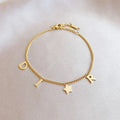 1Pc New Fashion Letter Star Pendant Bracelet for Woman, Simple Vintage Stainless Steel Bracelet Luxury Jewelry Accessories Gifts