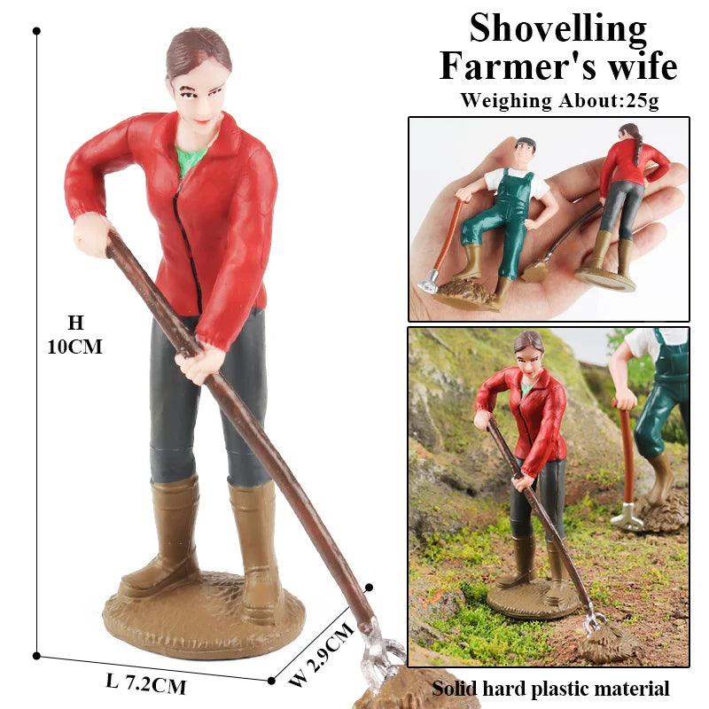 Oenux New Farmer People Model Simulation Farm Staff Feeder Action Figures Pig Animals Figurine Miniature Lovely Toys For Kids