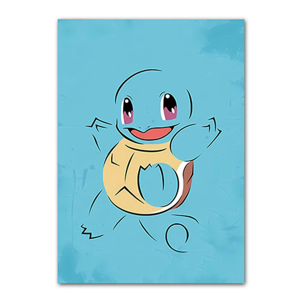 Cartoon Anime Poster Pokemon Pokémon Pikachu Watercolor Art Kids Room Decoration Wall Hanging Painting Kids Gift