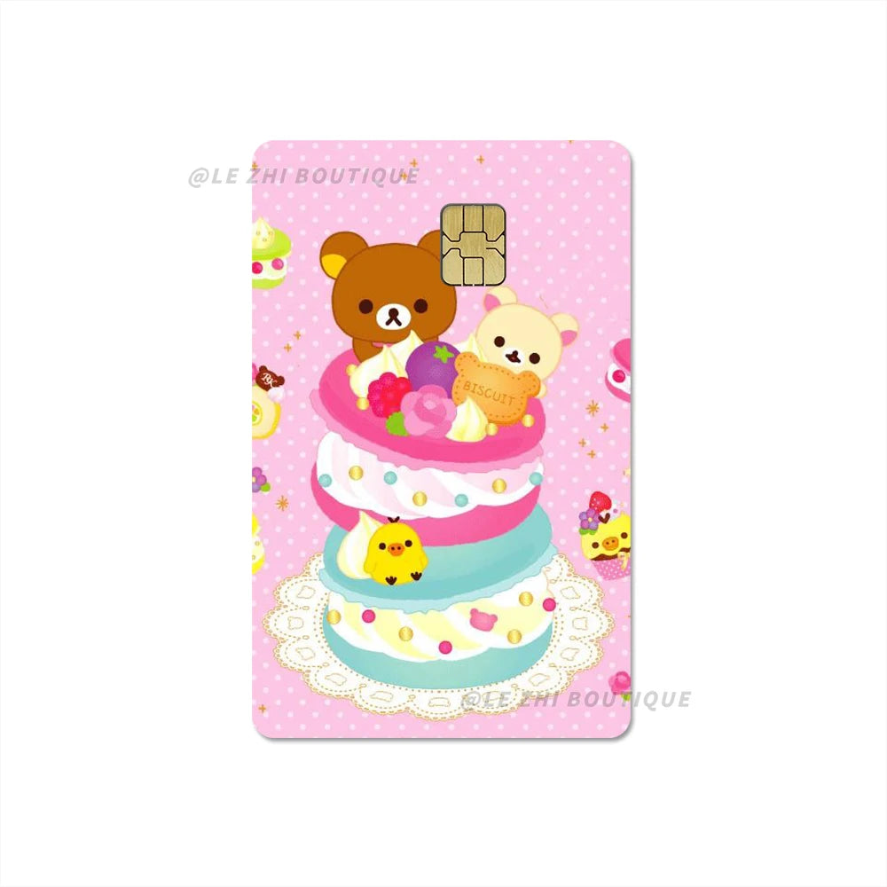 Japan Anime Cute Cartoon Bear Credit Debit Card Sticker Kawaii Bus Pass Diy Waterproof Small Chip Film Sticker Decoration