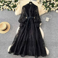 Luxury Embroidery Formal Dresses Women Summer Autumn Lantern Long Sleeve Lace Vestidos Pearl Prom Evening Birthday Dress Party