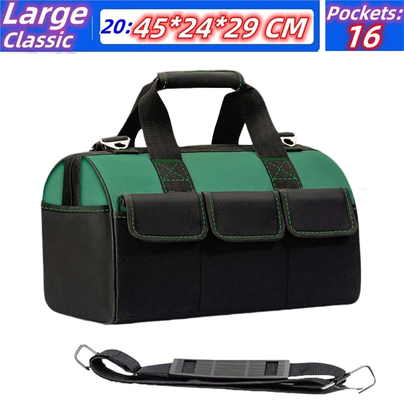 Upgrade 23inch Heighten large capacity Tool Bag Thickened 1680D Oxford Waterproofed Wear-Resistant Electrician Storage Toolkit
