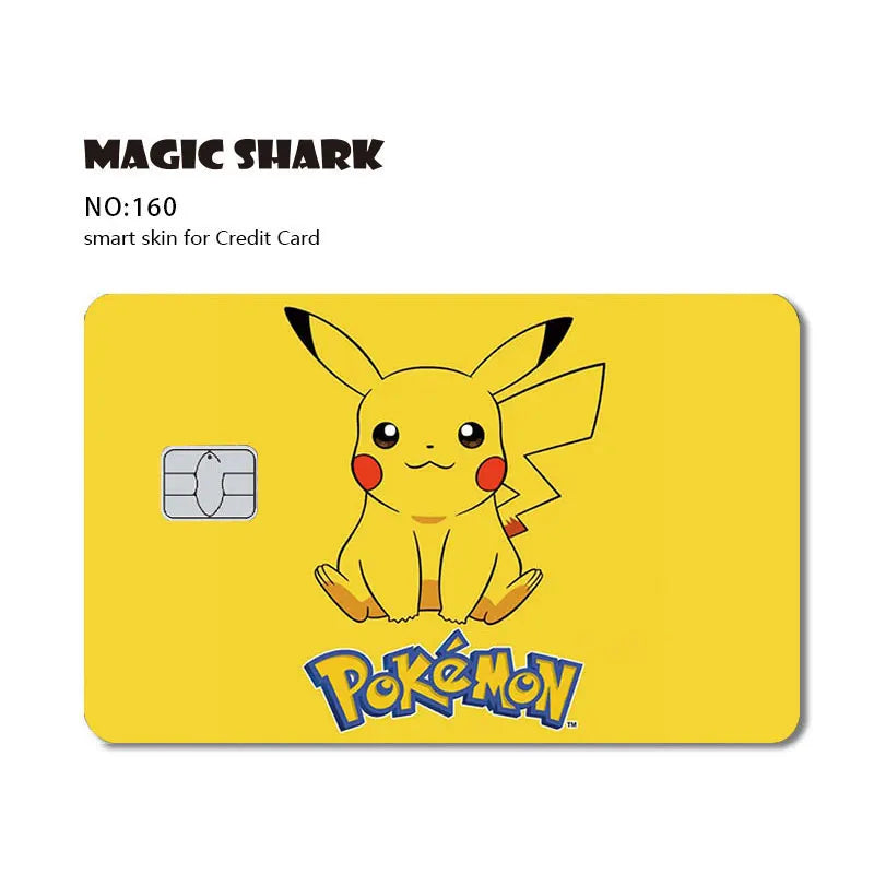 Maigc Shark Cute Pokemons Mewtwo Eevee Pikachu Gengar Sticker Film Cover for Debit Credit Card No Fade