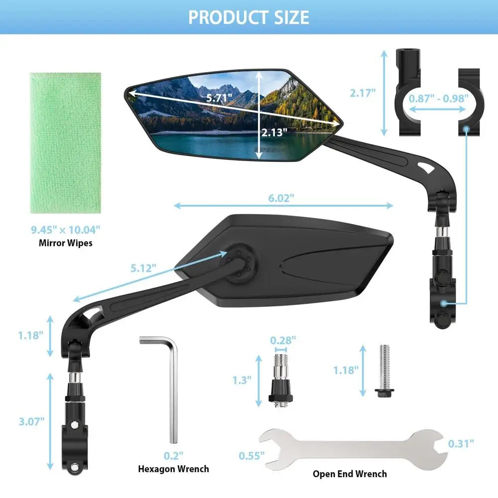 DOMEN Bicycle Rearview Bike 360° Rotate Adjustable Wide Angle Mirror Road Bike Handlebar Rear View Mirrors Bike Accessories