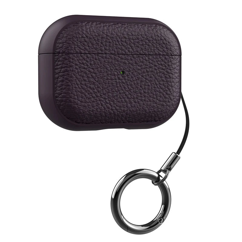 For Airpods Pro3 Case Luxury Lychee Leather Business Earphone Case with Hook Strap Headphone Cover For Apple AirPods 4 3 2 1 Pro
